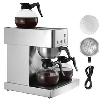 Commercial Drip Coffee Maker, 12 cup , 4 Carafes & Warmers, Stainless Steel for Office/Restaurant