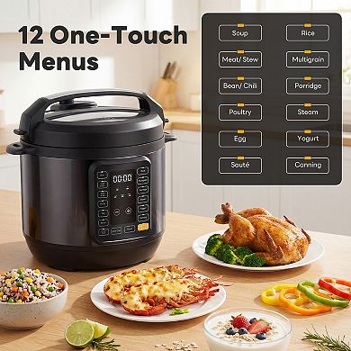 8 QT Electric Pressure Cooker, Multi-Functional High-Pressure, Stainless Steel, Programmable