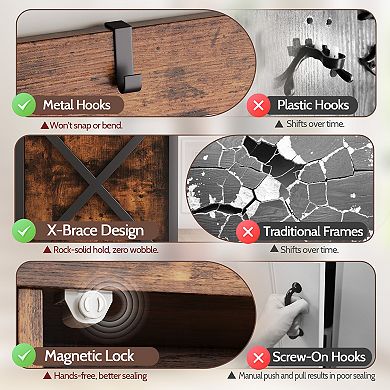 Hall Tree w/ Bench & Shoe Storage, Industrial, Wood Look, 6 Hooks, 31.5"Wx15.8"Dx71"H