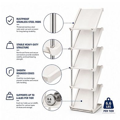 5-Tier Vertical Shoe Rack Narrow Stackable Storage Organizer