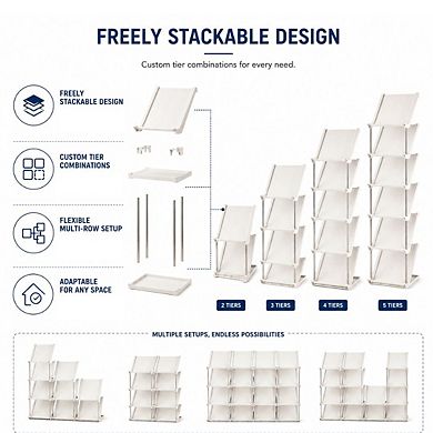 5-Tier Vertical Shoe Rack Narrow Stackable Storage Organizer