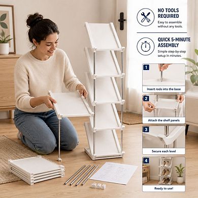 5-Tier Vertical Shoe Rack Narrow Stackable Storage Organizer
