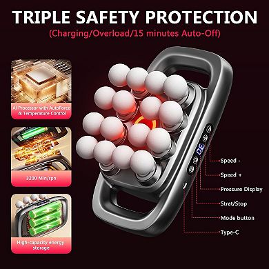 MYKKO 16-Head Body Massage Set, Deep Tissue Percussion Massager, 2600mAh
