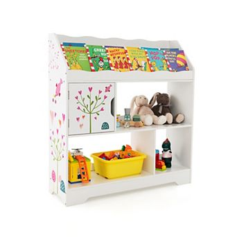 Kids Toy Storage Organizer with Bookshelf and Cabinet