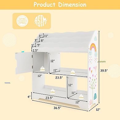 Kids Toy Storage Organizer with Bookshelf and Cabinet