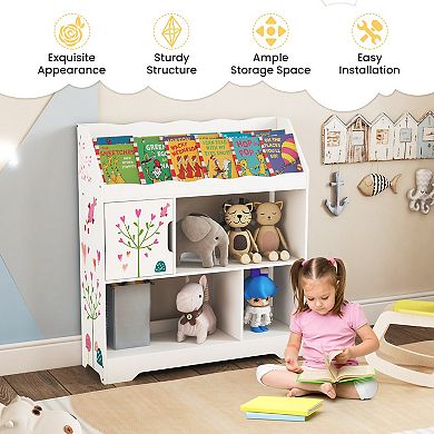 Kids Toy Storage Organizer with Bookshelf and Cabinet