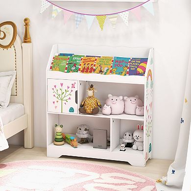 Kids Toy Storage Organizer with Bookshelf and Cabinet