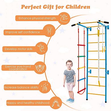 7 In 1 Kids Indoor Gym Playground Swedish Wall Ladder