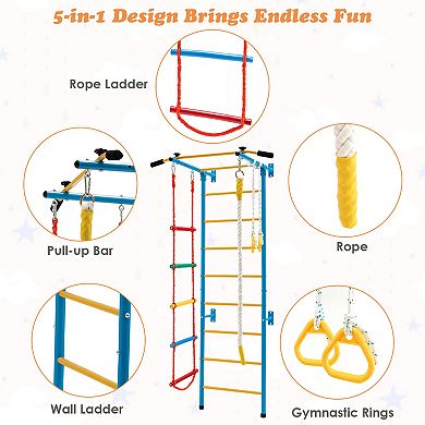 7 In 1 Kids Indoor Gym Playground Swedish Wall Ladder