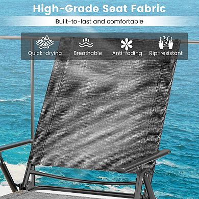Patio Folding Chaise Lounge Chairs Set of 2 with 6 Level Reclining Backrest