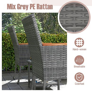 5 Piece Patio Conversation Set with Cushions and Storage Ottomans