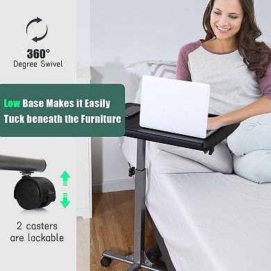 Adjustable Rolling Laptop Table With Height Adjustable MDF Top