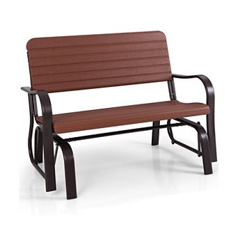 2 Seat Porch Glider Bench with HDPE Seat and Steel Frame