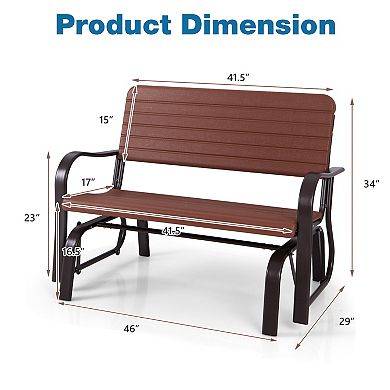 2 Seat Porch Glider Bench with HDPE Seat and Steel Frame