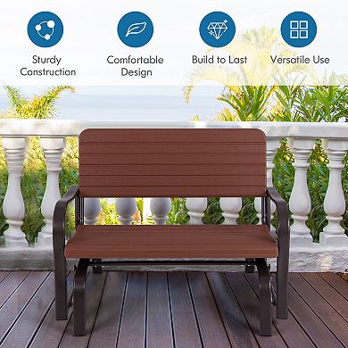 2 Seat Porch Glider Bench with HDPE Seat and Steel Frame
