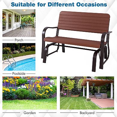 2 Seat Porch Glider Bench with HDPE Seat and Steel Frame