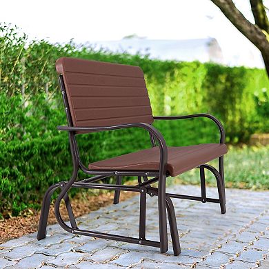 2 Seat Porch Glider Bench with HDPE Seat and Steel Frame