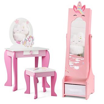Kids Jewelry Cabinet with Full Length Mirror and Adjustable Angle