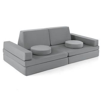 Kids Play Couch Sofa 10 pc Modular Floor Seating Set with Handle
