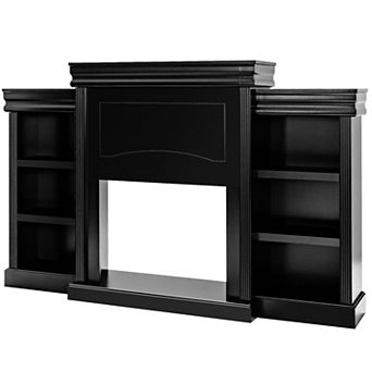 Modern Fireplace TV Stand Entertainment Center With Bookcase Storage