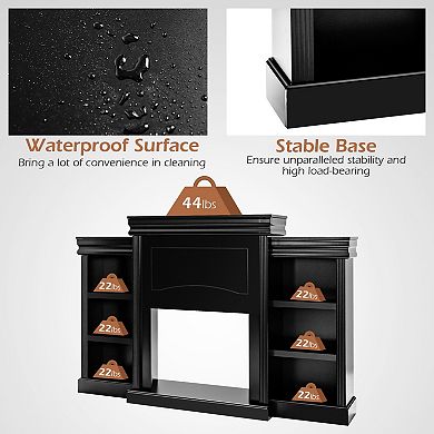 Modern Fireplace TV Stand Entertainment Center With Bookcase Storage