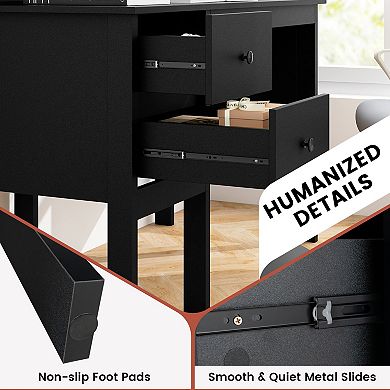Computer Desk With Drawers and Power Outlets 48 Inch Writing Desk