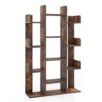 Tree Bookshelf with 13 Compartments Freestanding Bookcase