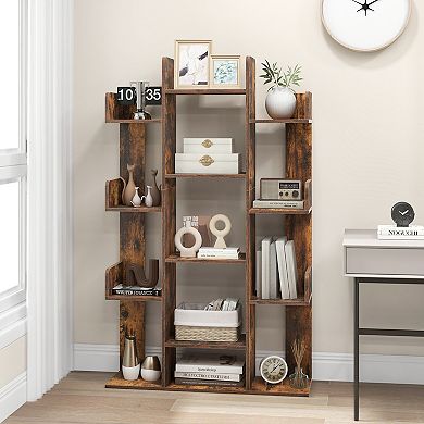 Tree Bookshelf with 13 Compartments Freestanding Bookcase