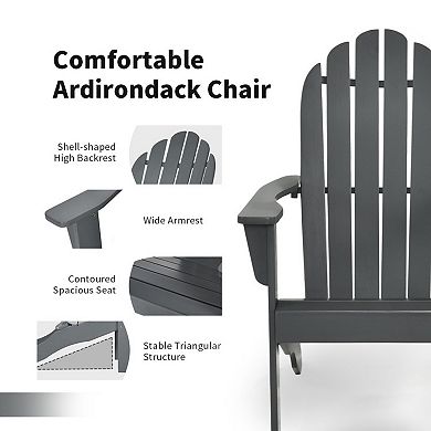 Acacia Wood Adirondack Chair with Ergonomic High Back
