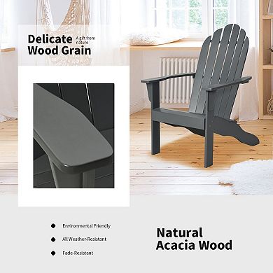 Acacia Wood Adirondack Chair with Ergonomic High Back