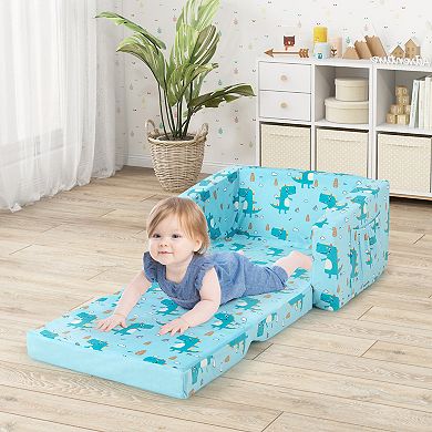 Kids Recliner Sofa Convertible Sleeper Bed with Storage Pockets