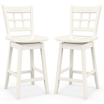 Swivel Counter Height Bar Stools Set of 2 with Hollow Back