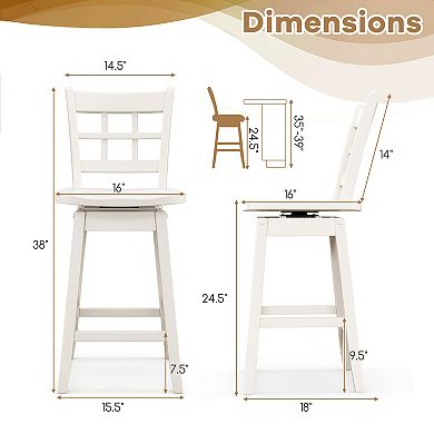 Swivel Counter Height Bar Stools Set of 2 with Hollow Back
