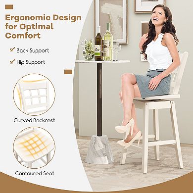 Swivel Counter Height Bar Stools Set of 2 with Hollow Back