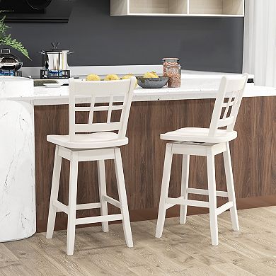 Swivel Counter Height Bar Stools Set of 2 with Hollow Back