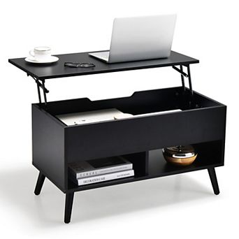 Lift Top Coffee Table with Hidden Storage and 2 Shelves