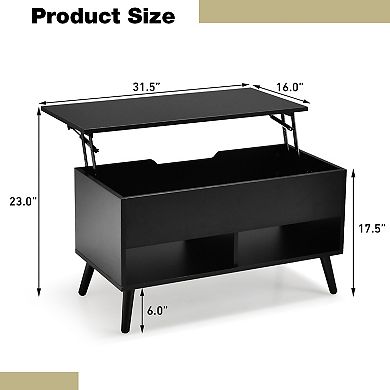 Lift Top Coffee Table with Hidden Storage and 2 Shelves