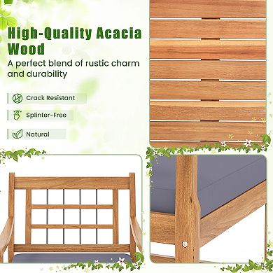 3 Piece Patio Furniture Set with Cushions and Acacia Wood Frame