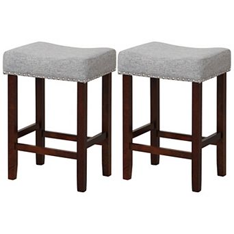 Counter Height Bar Stools Set of 2 with Curved Cushioned Seats