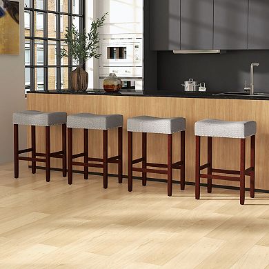 Counter Height Bar Stools Set of 2 with Curved Cushioned Seats