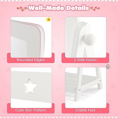 Kids Full Length Mirror with 360 Degree Rotating Acrylic Mirror and Storage Bin
