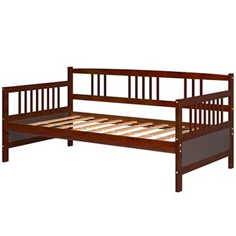 Twin Daybed Frame with Wooden Slats and Storage Space