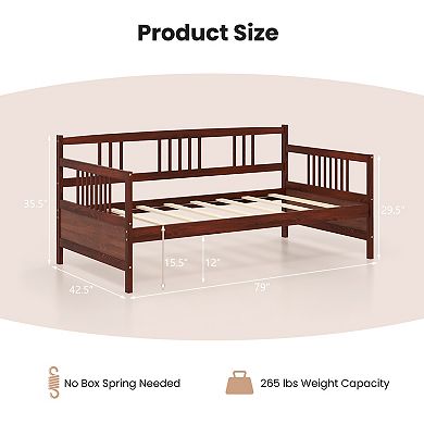 Twin Daybed Frame with Wooden Slats and Storage Space