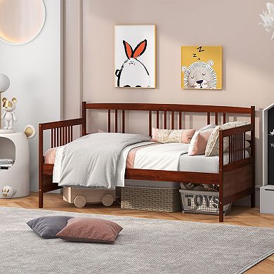 Twin Daybed Frame with Wooden Slats and Storage Space
