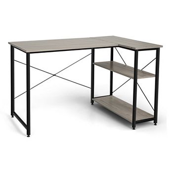 48 Inch L Shaped Computer Desk with Reversible Adjustable Shelf