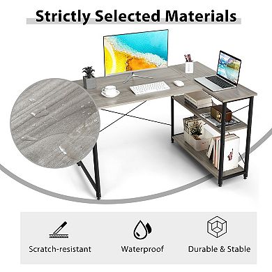 48 Inch L Shaped Computer Desk with Reversible Adjustable Shelf