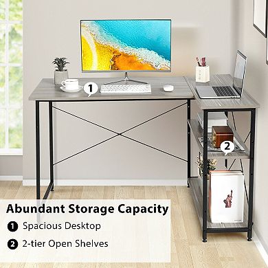 48 Inch L Shaped Computer Desk with Reversible Adjustable Shelf