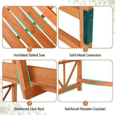 Patio Garden Arbor Bench with Pergola Arch and 2 Seat Wooden Bench