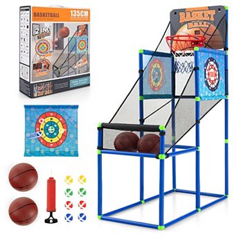 Kids Basketball Arcade Game with Electronic Scoreboard and 2 in 1 Play