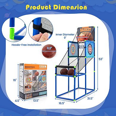 Kids Basketball Arcade Game with Electronic Scoreboard and 2 in 1 Play